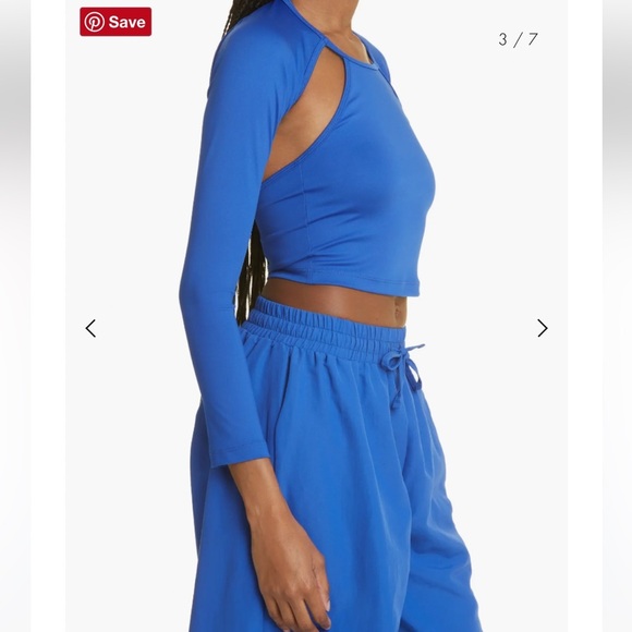 SammyB ALEXIS LONG SLV CROP TOP Blue Sz XL Open back NWT - Picture 3 of 11